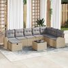 vidaXL Tuin Sofa Set met kussen met opslag 9 pcs Beige Poly riet