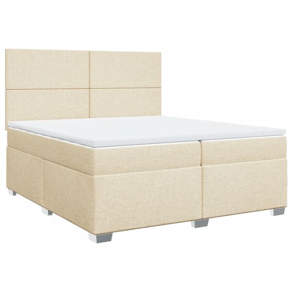 vidaXL Boxspring met matras stof cr&egrave;mekleurig 200x200 cm