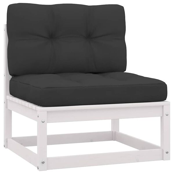 vidaXL 2-delige Loungeset met kussens massief grenenhout wit