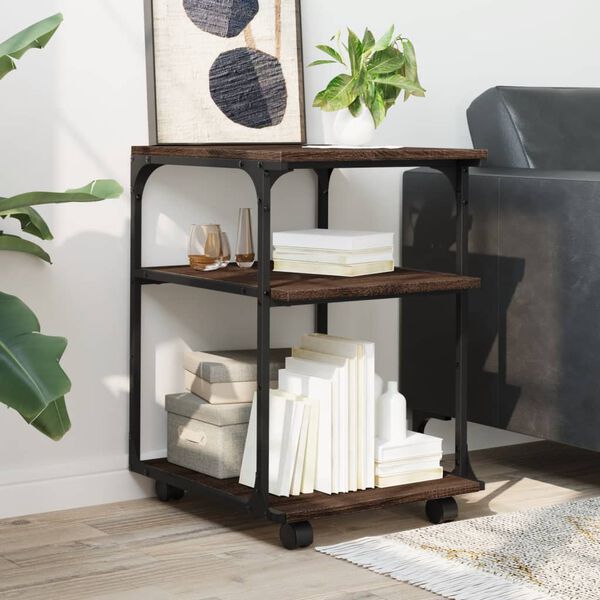 vidaXL Printerkastje 3-laags 43x48x64 cm bewerkt hout bruin eiken