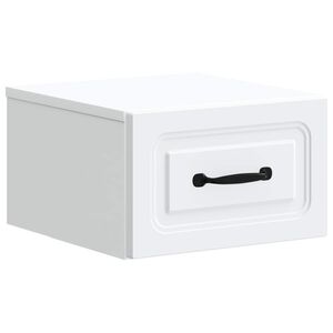 vidaXL Wandbeugel Bedkast met lade Wit 34,5 x 33 x 20 cm Bewerkt hout