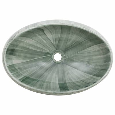 vidaXL Opzetwasbak ovaal 59x40x15 cm keramiek groen