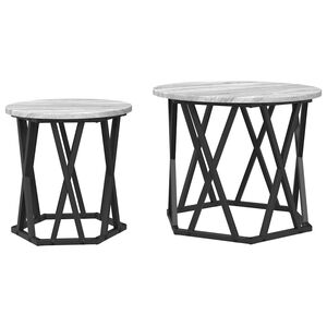 vidaXL Bijzettafel 2 pcs Grijs Sonoma Engineered hout en staal