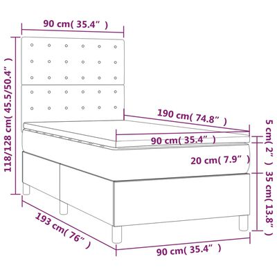 vidaXL Boxspring met matras fluweel donkergroen 90x190 cm