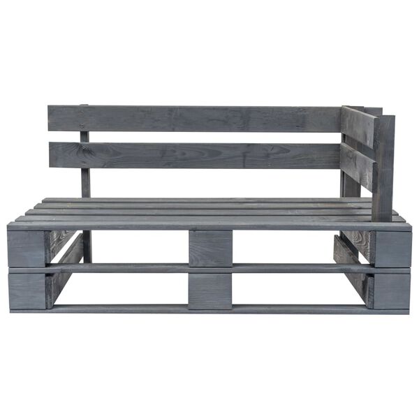 vidaXL Tuinbank pallet met grijze kussens grenenhout