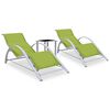 vidaXL Ligbedden 2 st met tafel aluminium groen