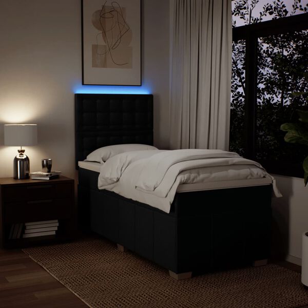 vidaXL Boxspring met matras stof zwart 80x200 cm