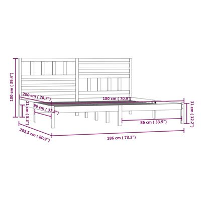 vidaXL Bedframe massief grenenhout 180x200 cm