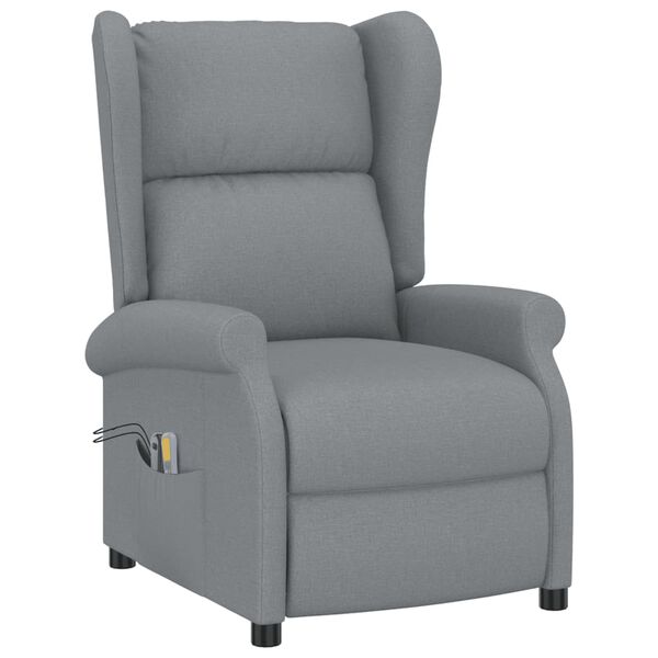 vidaXL Massagestoel elektrisch stof lichtgrijs