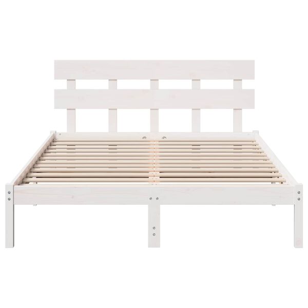 vidaXL Bedframe met hoofdeinde Wit 160 x 200 cm Massief grenenhout