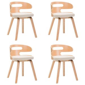 vidaXL Eetkamerstoelen 4 st gebogen hout en kunstleer cr&egrave;mekleurig