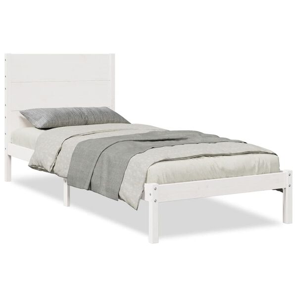 vidaXL Bedframe extra lang zonder matras massief hout wit 100x220 cm