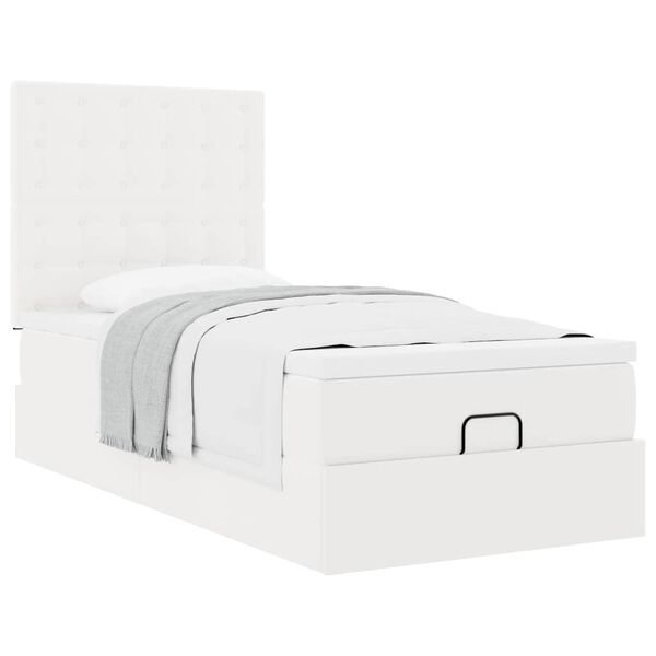 vidaXL Ottomaanse bed met matras 100x200cm kunstleer wit