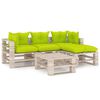 vidaXL 5-delige Loungeset met kussens pallet grenenhout
