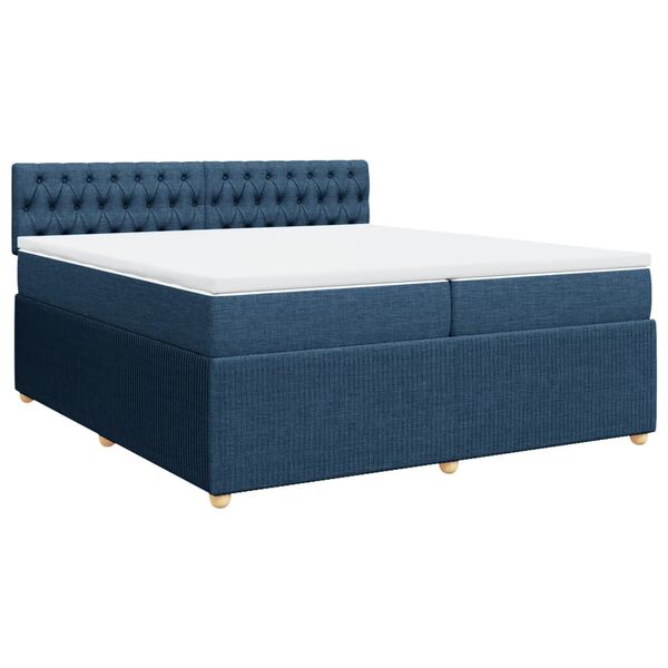 vidaXL Boxspring met matras stof blauw 200x200 cm