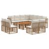 vidaXL Tuinbankenset 12 st Natuurlijk en Cr&egrave;me Wit poly rattan