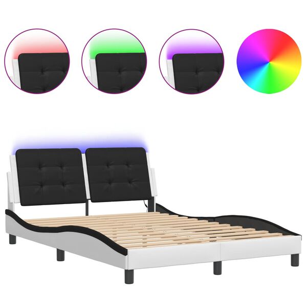 vidaXL Bedframe met LED zonder matras "Zadar" wit en zwart 120x200 cm