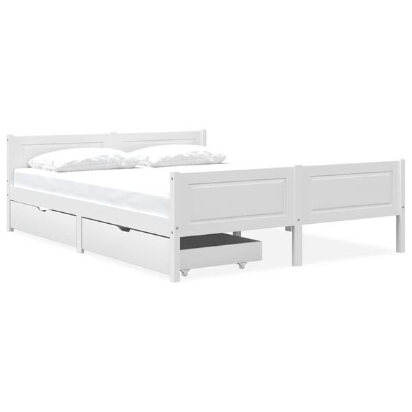 vidaXL Bedframe met 2 lades massief grenenhout wit 140x200 cm