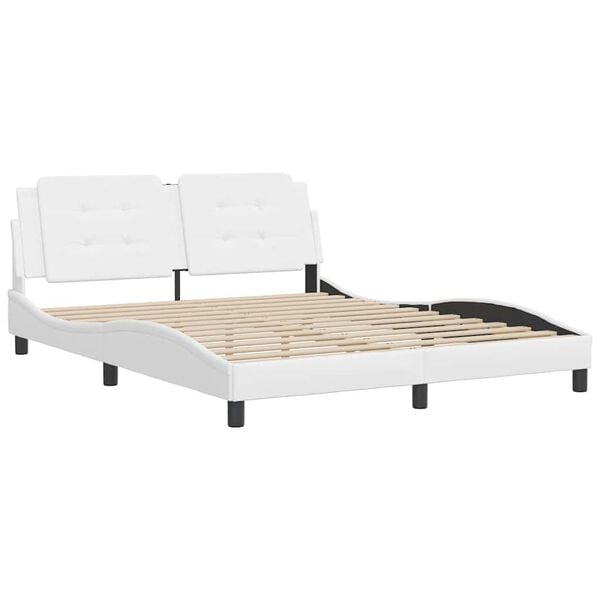 vidaXL Bedframe zonder matras "Zadar" kunstleer wit 160x200 cm