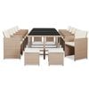 vidaXL 15-delige Tuinset met kussens poly rattan beige