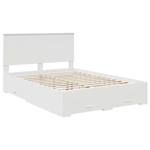 vidaXL Bedframe met hoofdeinde met lade Wit 140 x 190 cm Bewerkt hout