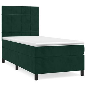 vidaXL Boxspring met matras fluweel donkergroen 80x200 cm