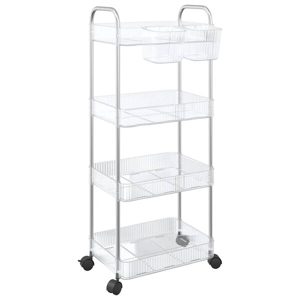 vidaXL Opbergtrolley 4-laags 37x28x95 cm acryl transparant