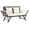vidaXL Tuinbankje met kussens 176 cm poly rattan bruin