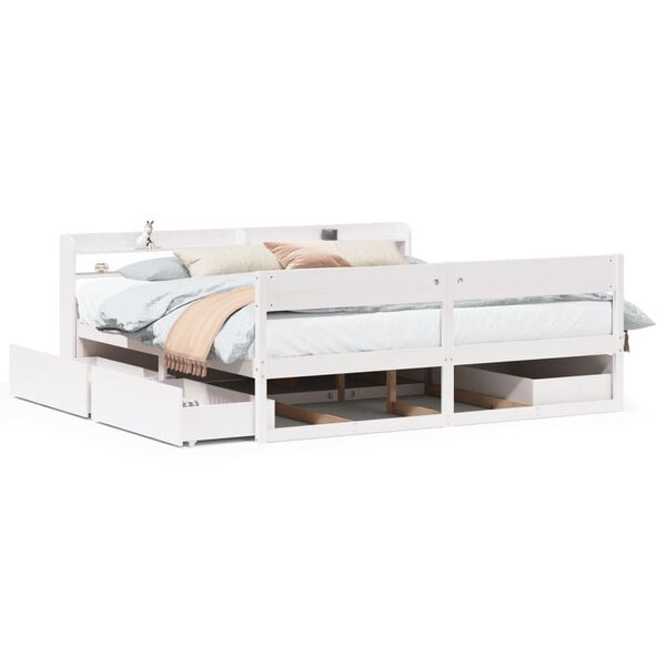 vidaXL Bedframe zonder matras massief grenenhout wit 180x200 cm