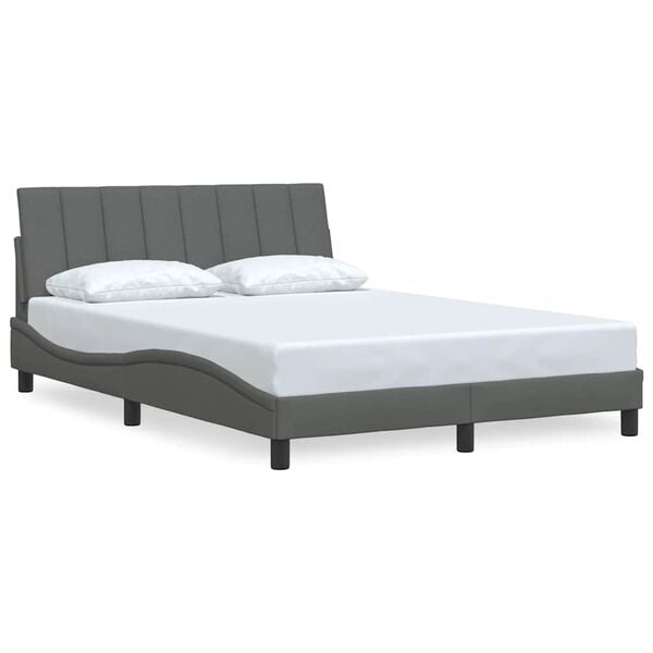 vidaXL Bedframe zonder matras "Hanko" stof donkergrijs 140x200 cm
