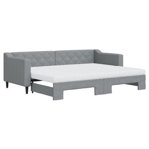 vidaXL Slaapbank onderschuifbed en matrassen 80x200 cm stof lichtgrijs