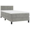 vidaXL Boxspring met matras fluweel lichtgrijs 100x200 cm