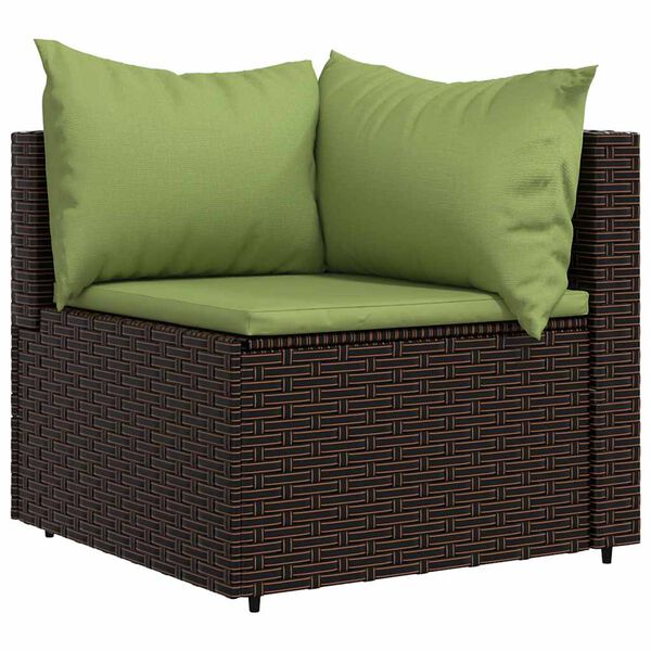 vidaXL 4-delige Loungeset met kussens poly rattan bruin