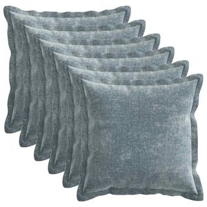 vidaXL Kussensloop 6 pcs HOUTEN Lichtblauw 45 x 45 cm Chenille Stof