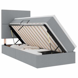 vidaXL LED Opslagbed met Matras Lichtgrijs 90 x 190 cm Stof