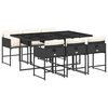 vidaXL 7-delige Tuinset met kussens poly rattan zwart