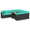 vidaXL 11-delige Loungeset met kussens poly rattan zwart