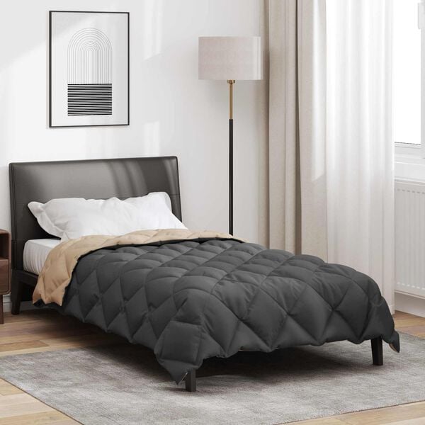 vidaXL Winter Dekbed Antraciet en Taupe 220 x 135 cm Microfiber