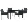 vidaXL Tuin eettafelset 5 st Zwart en Grijs PE Rattan