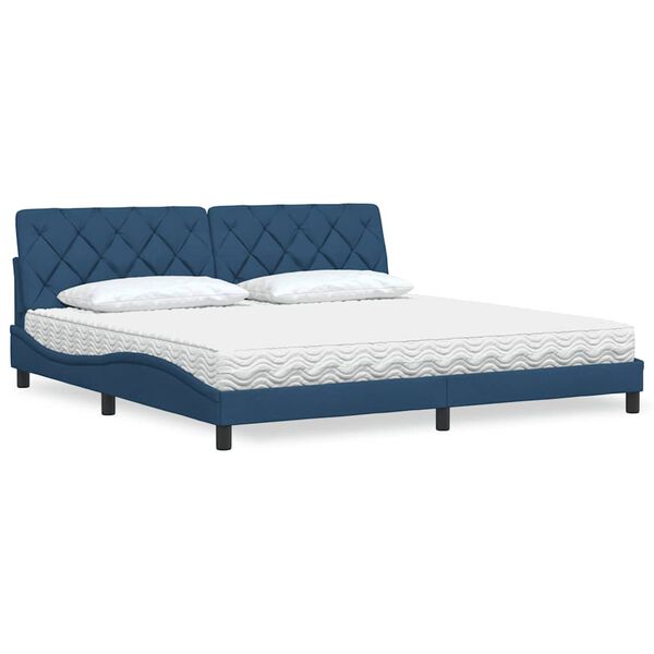 vidaXL Bed met matras stof blauw 200x200 cm