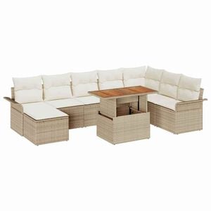 vidaXL Tuin Sofa Set met kussen 9 pcs beige en cr&egrave;mekleurig