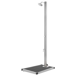 vidaXL Buitendouche met grijze basis 220 cm roestvrij staal