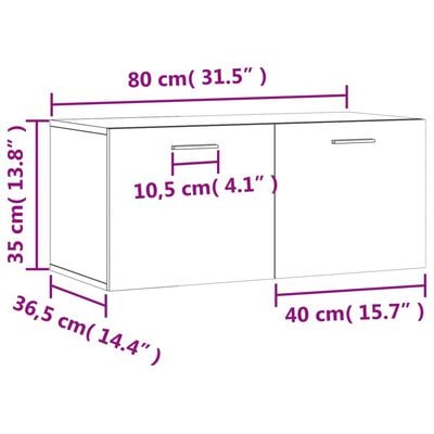 vidaXL Wandkast 80x36,5x35 cm bewerkt hout hoogglans wit