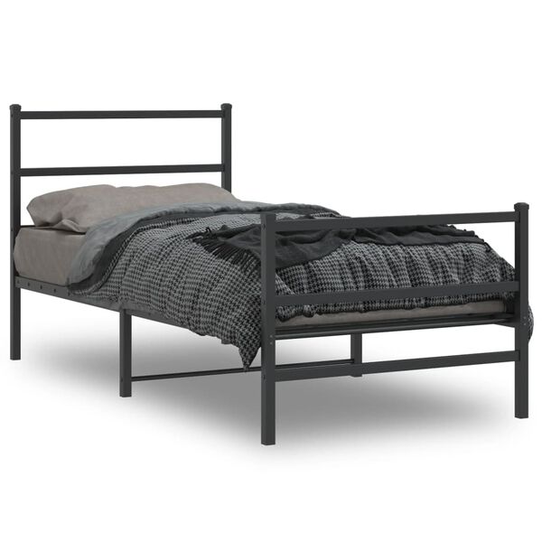 vidaXL Bedframe met hoofd- en voeteneinde&nbsp;metaal zwart 90x190 cm