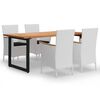 vidaXL 5-delige Tuinset met kussens poly rattan wit