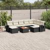 vidaXL 10-delige Loungeset met kussens poly rattan zwart