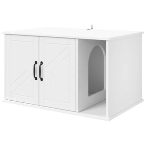 vidaXL Kattenhuis Wit 85 x 55 x 50,5 cm Bewerkt hout