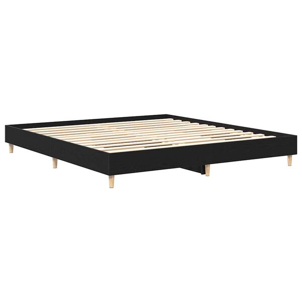 vidaXL Bedframe Zwart Eiken 203 x 183 x 25 cm Bewerkt hout