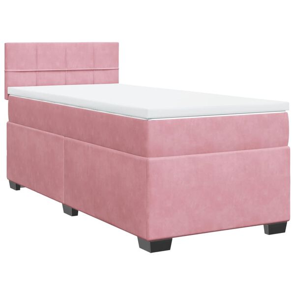 vidaXL Boxspring met matras fluweel roze 90x200 cm