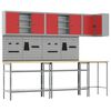 vidaXL Werkkast set met plank met opslag 10 st Rood en Grijs